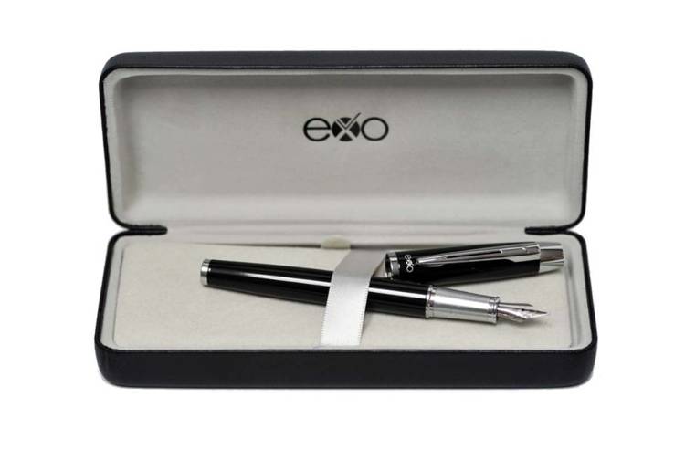 EXO Aries fountain pen, black, chrome finish