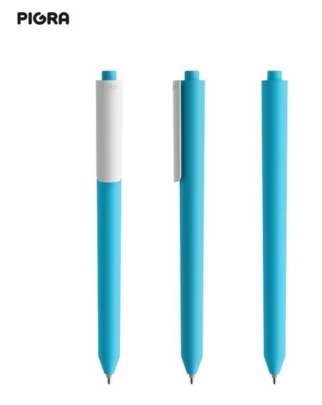 PIGRA P03 ballpoint pen, light blue with a white clip
